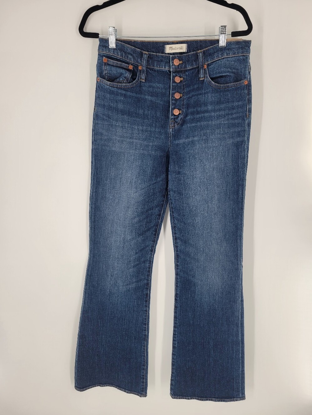 Madewell Flea Market Flares Indigo High-Rise Button-Fly Jeans Size 30 Tall New